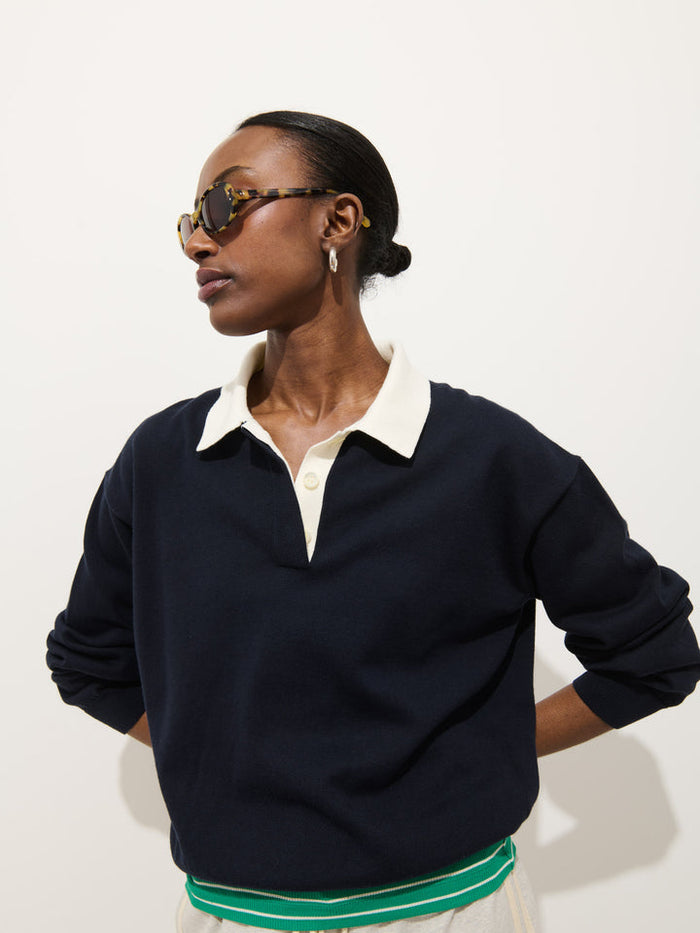 Bond St Polo in Cotton Cashmere - Navy