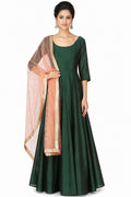 Bottle Green Sequin Anarkali Set