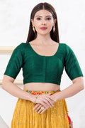 Bottle Green Solid Dupion Silk Blouse