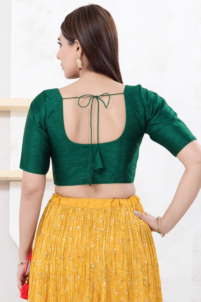 Bottle Green Solid Dupion Silk Blouse