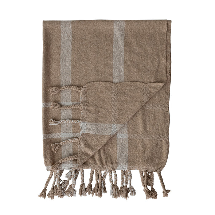 Braided Fringe Striped Throw - Madison's Niche