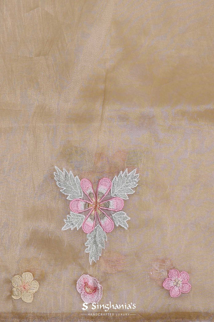 <img>  yellow organza saree with embroidery