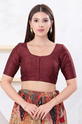 Brick Maroon Solid Dupion Silk Blouse