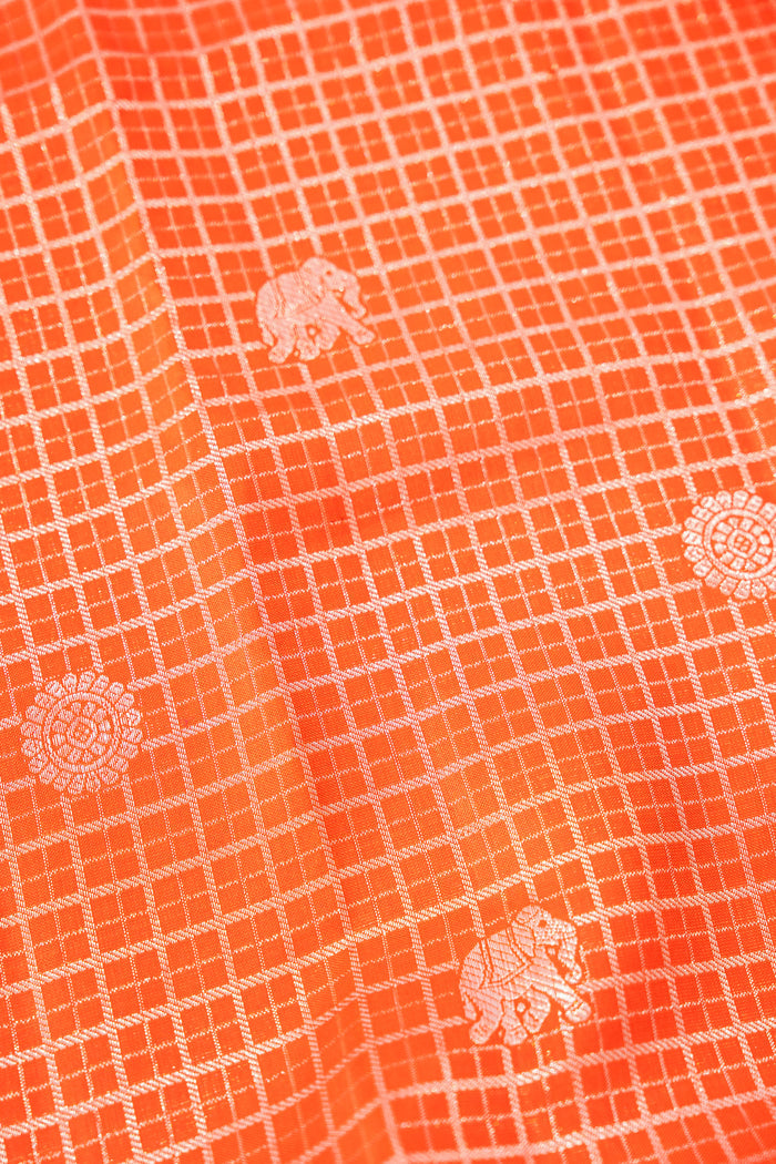 Bright Orange Kanjivaram Silk Saree