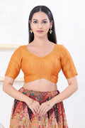 Bright Orange Tissue Embroidered Blouse