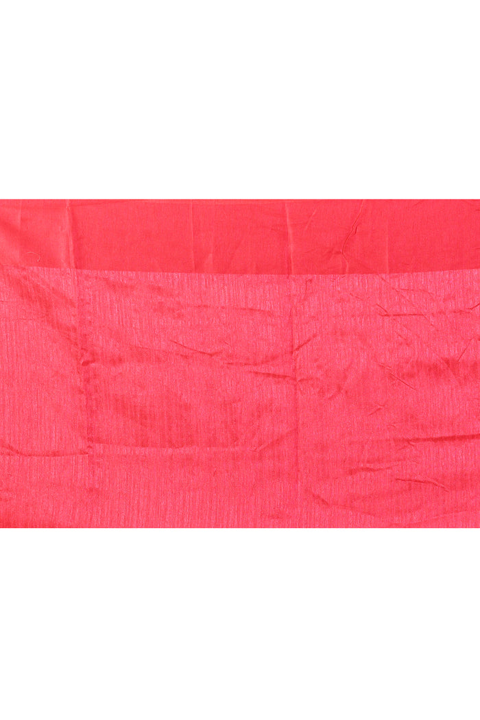 Bright Pink Embroidered Tussar Saree