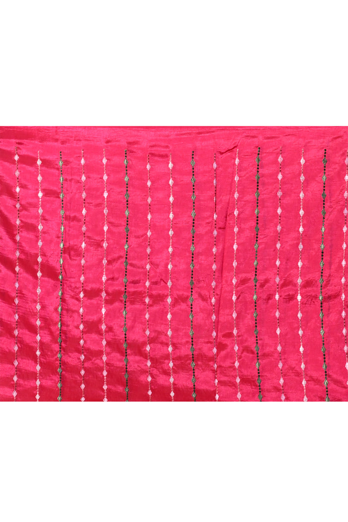 Bright Pink Floral Silk Saree