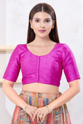 Bright Pink Solid Dupion Silk Blouse