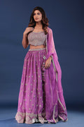 <img> Bright Purple Organza Lehenga Set