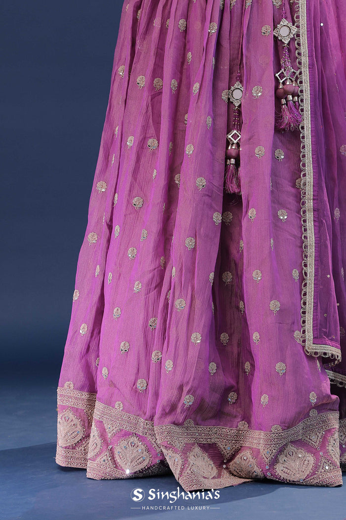<img> Bright Purple Organza Lehenga Set