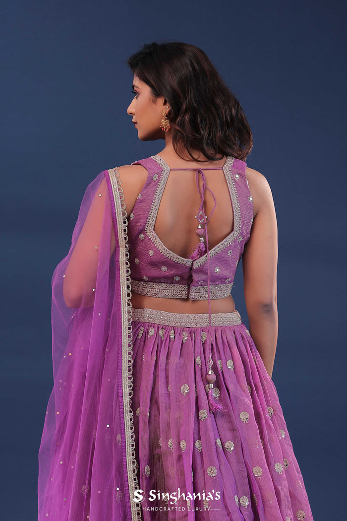 <img> Bright Purple Organza Lehenga Set