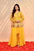 Bright Yellow Satin Silk Embroidered Anarkali Set