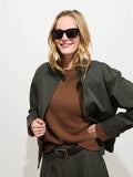 Brighton Zip Jacket in Twill Gabardine - Autumn Green