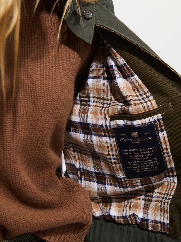 Brighton Zip Jacket in Twill Gabardine - Autumn Green