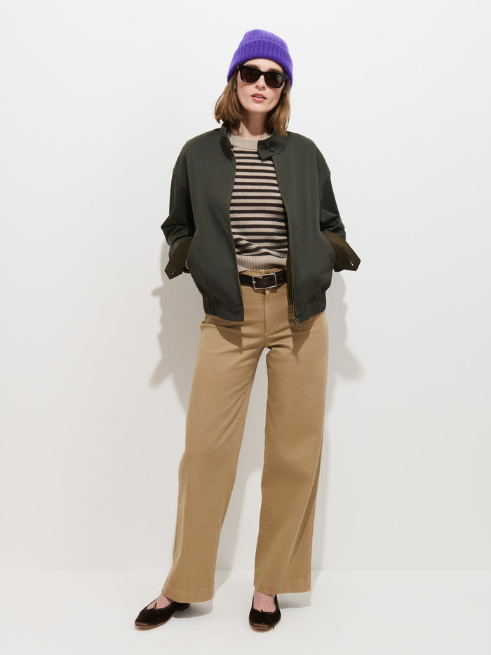 Brighton Zip Jacket in Twill Gabardine - Autumn Green