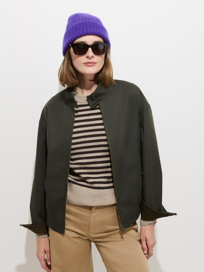 Brighton Zip Jacket in Twill Gabardine - Autumn Green