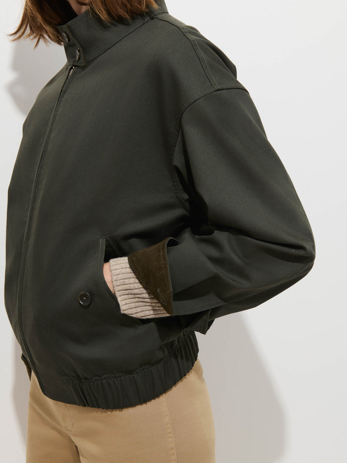 Brighton Zip Jacket in Twill Gabardine - Autumn Green
