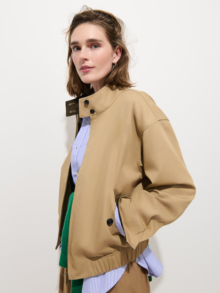 Brighton Zip Jacket in Twill Gabardine - Khaki