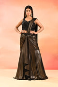 Bronze Metallic With Beaded Embroidered Blouse Draped Saree