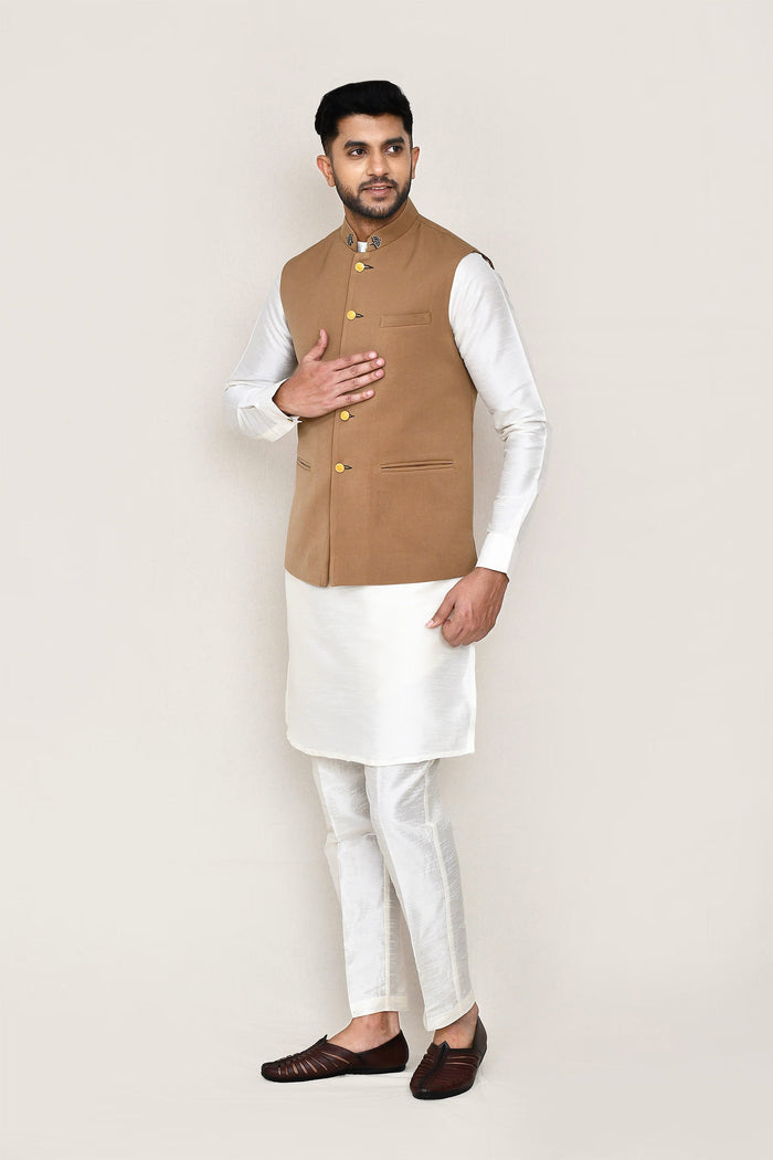 Brown Rayon Plain Jacket