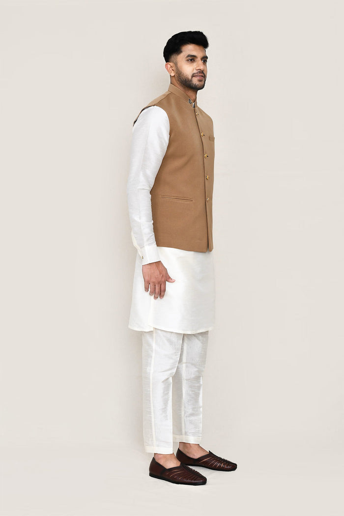 Brown Rayon Plain Jacket