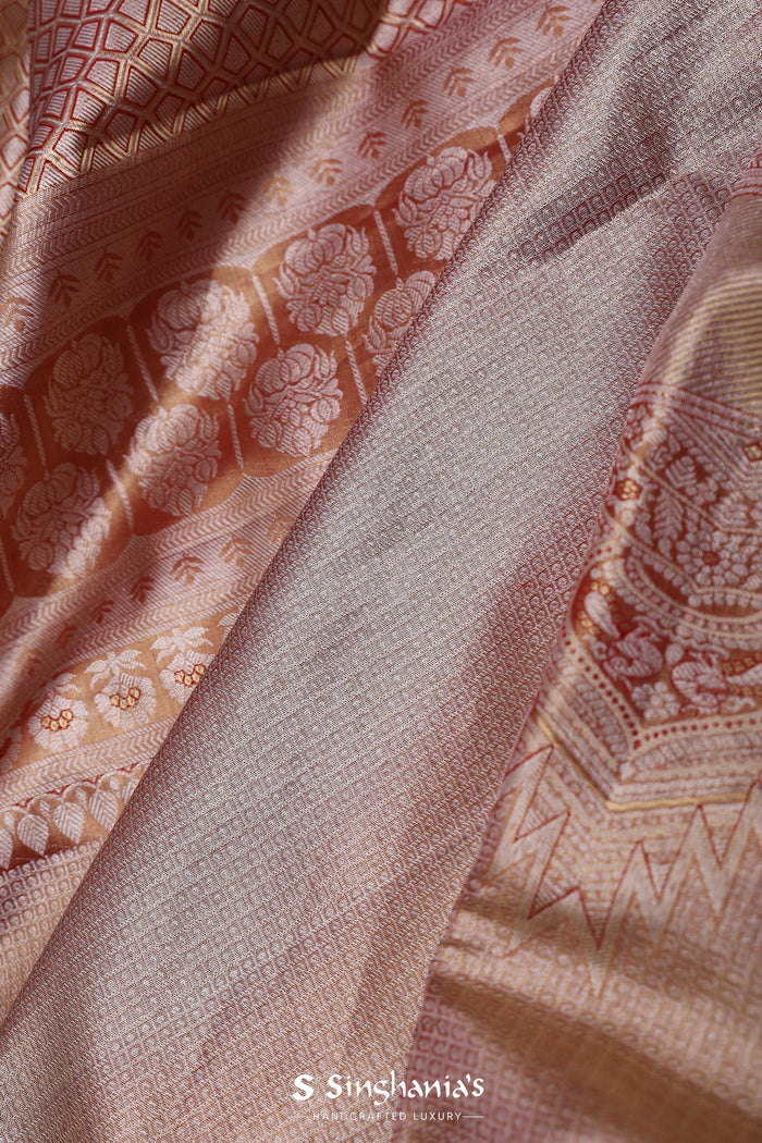 Brown Rust Kanjivaram Saree With Designer Border