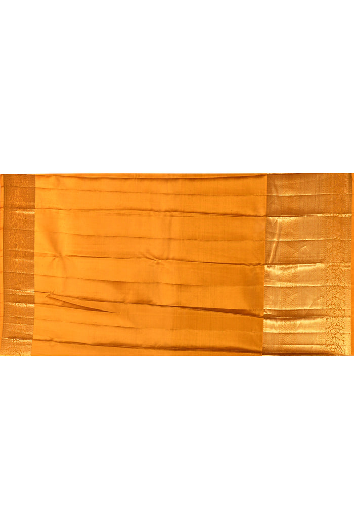 Burnt Orange With Extensive Gold Zari Woven Pallu Kanjivaram Silk Saree