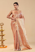 <img> Burnt Sienna Kanjivaram Saree With Gold Zari