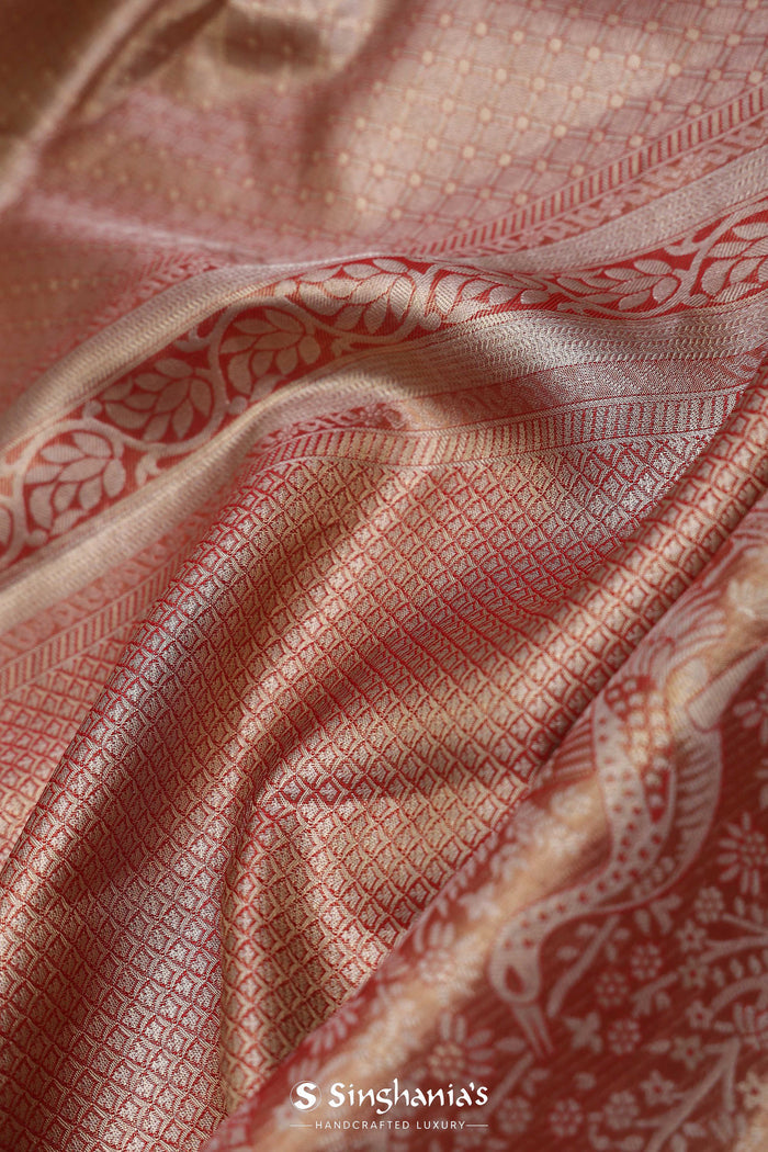 <img> Burnt Sienna Kanjivaram Saree With Gold Zari