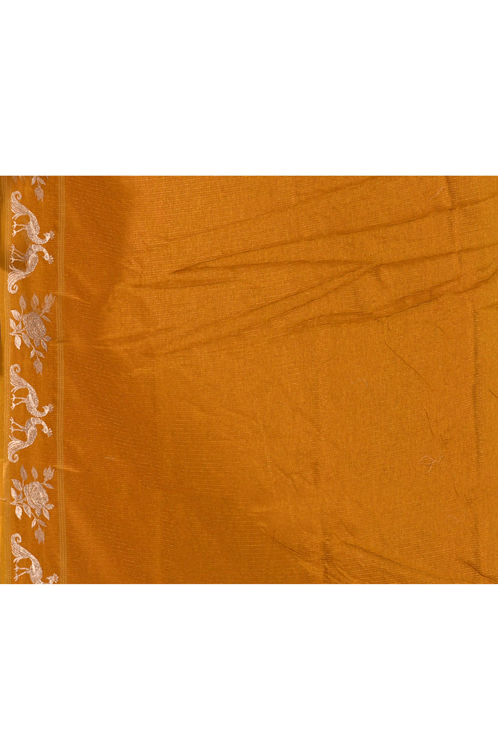 Burnt Yellow Tussar Embroidered Saree