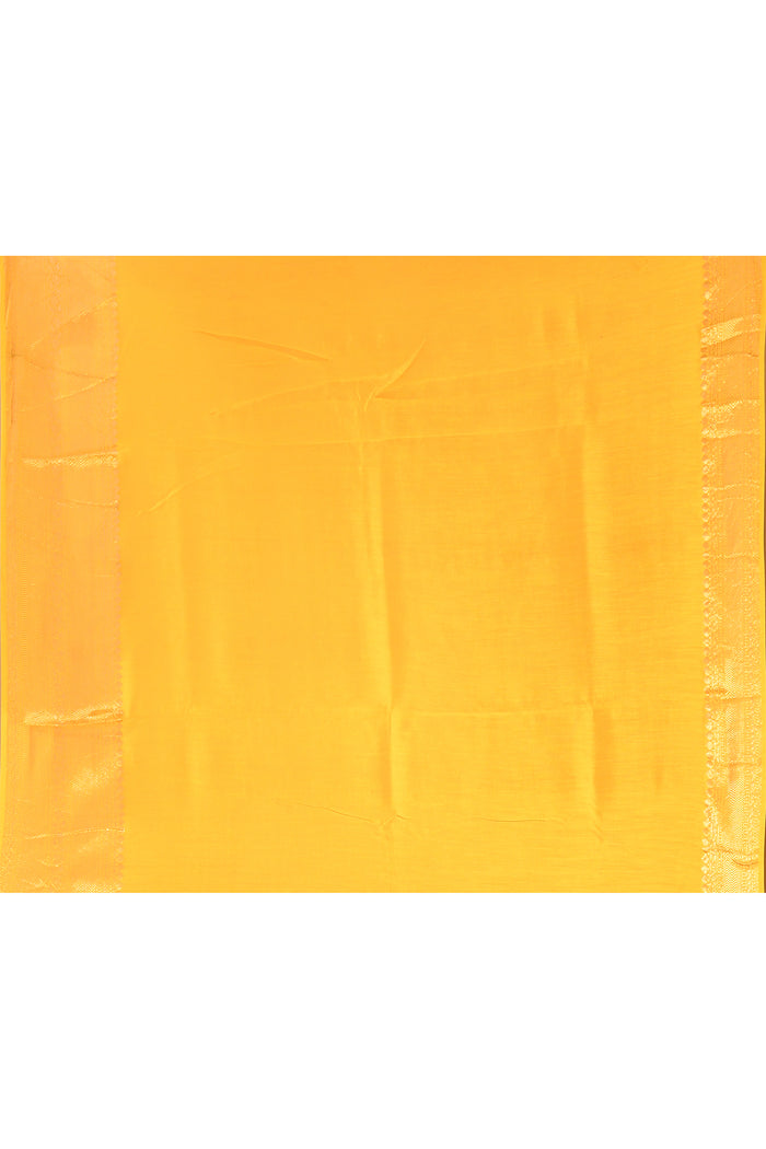 Butter Yellow Square Zari Butti Organza Saree