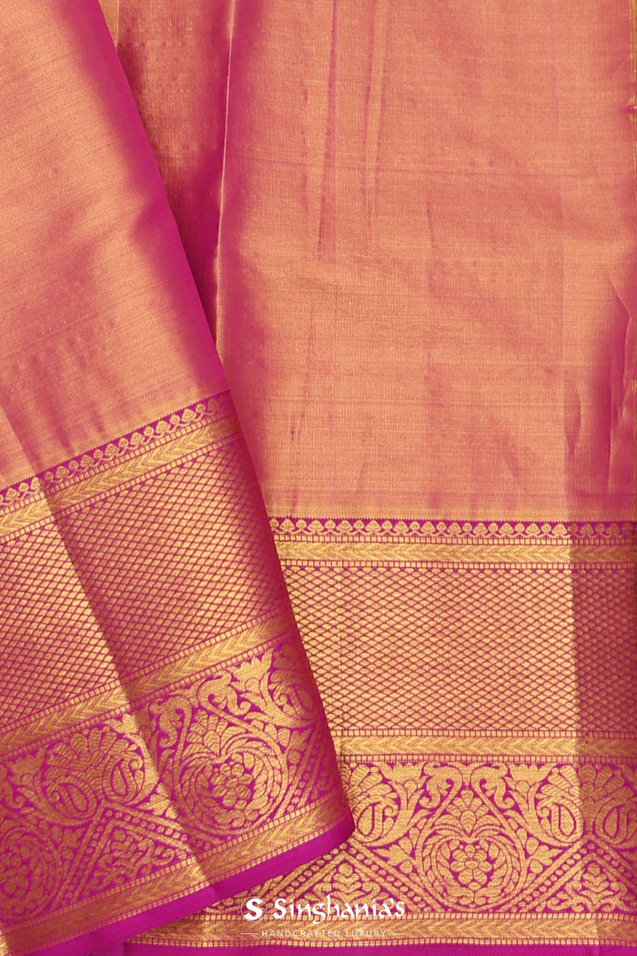 <img> Cadet Gray Kanjivaram Tissue Saree With Contrast Border