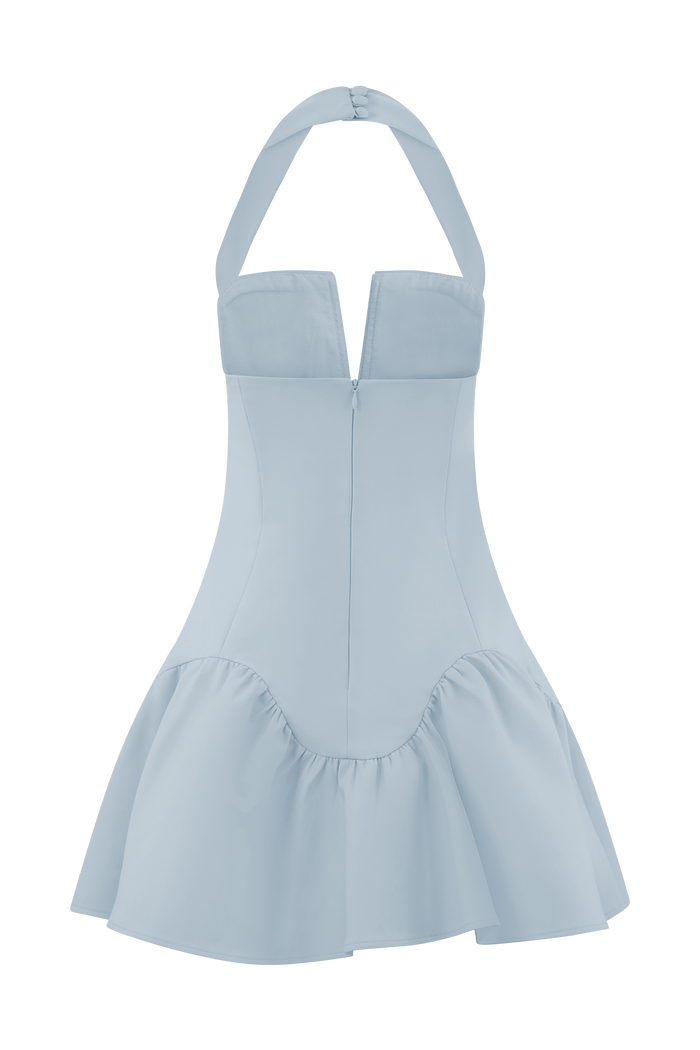 Calipso Halter Mini Dress - Cornflower Blue