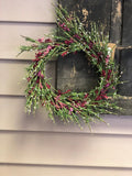 Candle Ring Medium W/ Burgundy Flowers