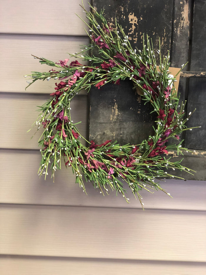 Candle Ring Medium W/ Burgundy Flowers