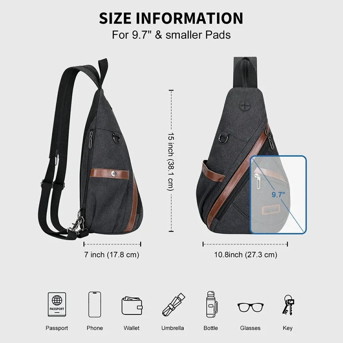 WITZMAN A8003 canvas sling bag product view 5