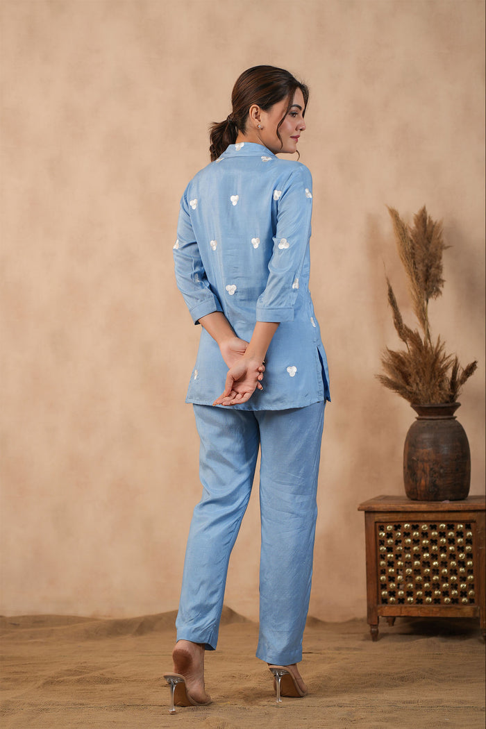 <img> Carolina Blue Santoon Co-Ord Set