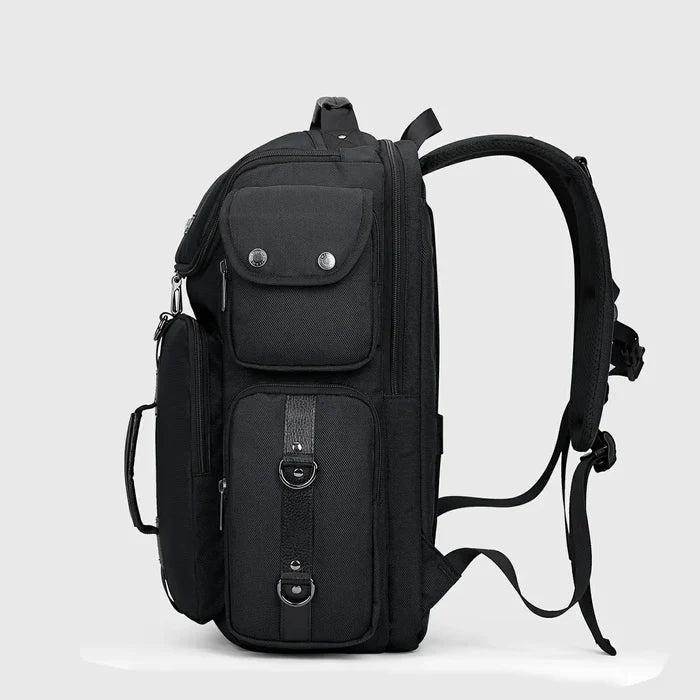 Carry-on Backpack for Men Commuting Casual Travel Laptop Backpacks, side profile and carry-on size
