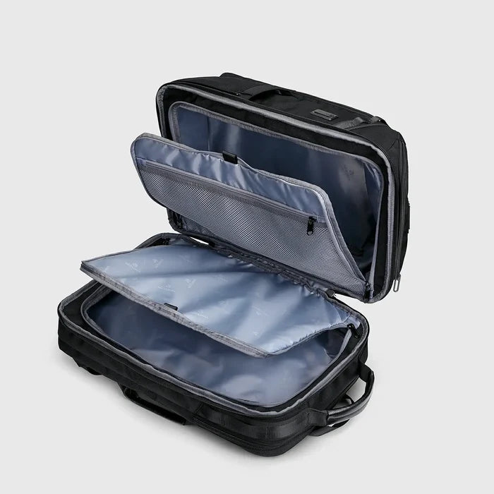Business travel backpack for men with suitcase-style 180 degree opening