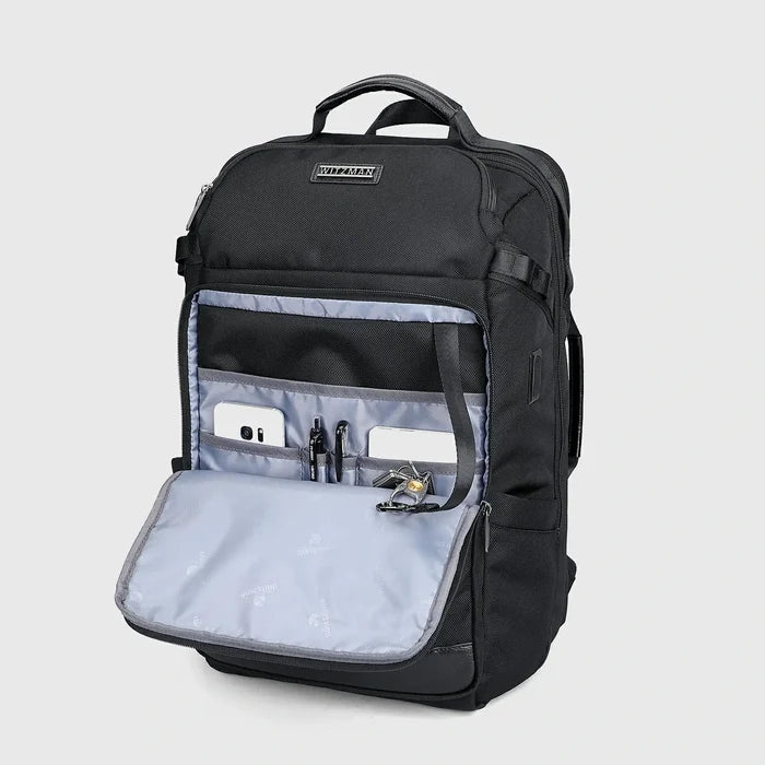 nylon travel backpack with dual compartments