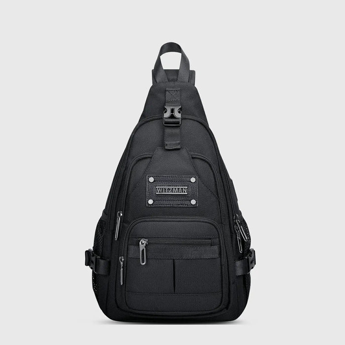 Casual Nylon Chest Bag Triangular Crossbody Sling Bags for Men, three-quarter exterior angle