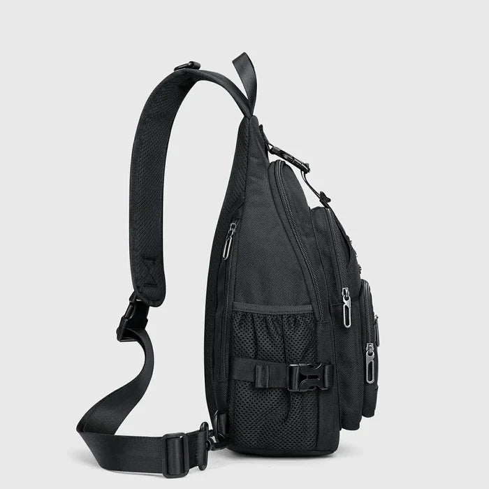 Casual Nylon Chest Bag Triangular Crossbody Sling Bags for Men, rear panel and breathable backing