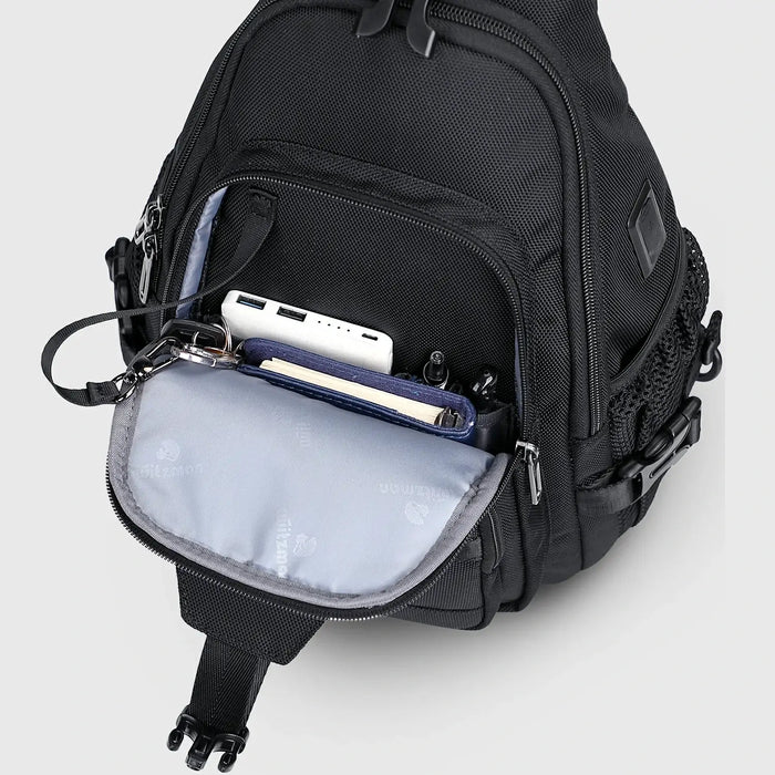 Casual Nylon Chest Bag Triangular Crossbody Sling Bags for Men, internal organizer pockets