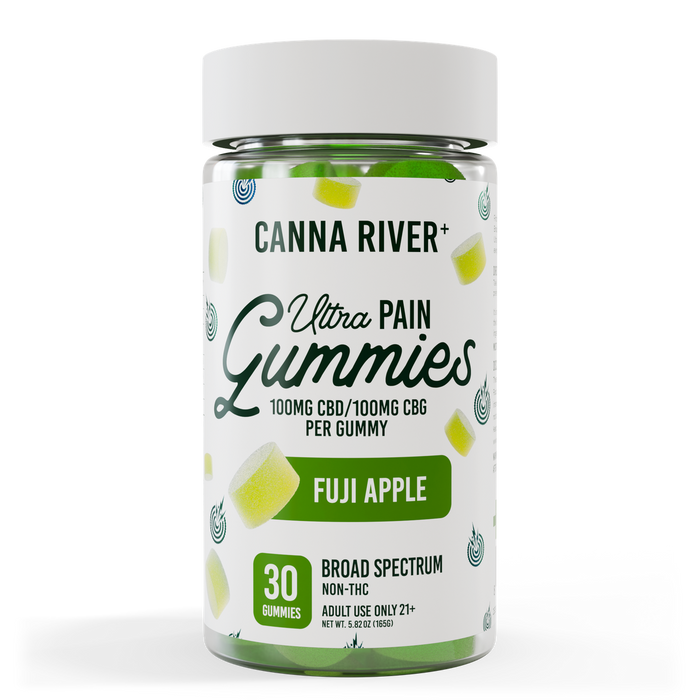 CBD Ultra Pain Gummies, Fuji Apple, 100mg CBD + 100mg CBG per gummy