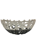 Ceramic Oval Lattice Bowl Charcoal White