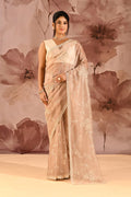Champagne Bloom Floral Jaal Tissue Embrodiery Saree