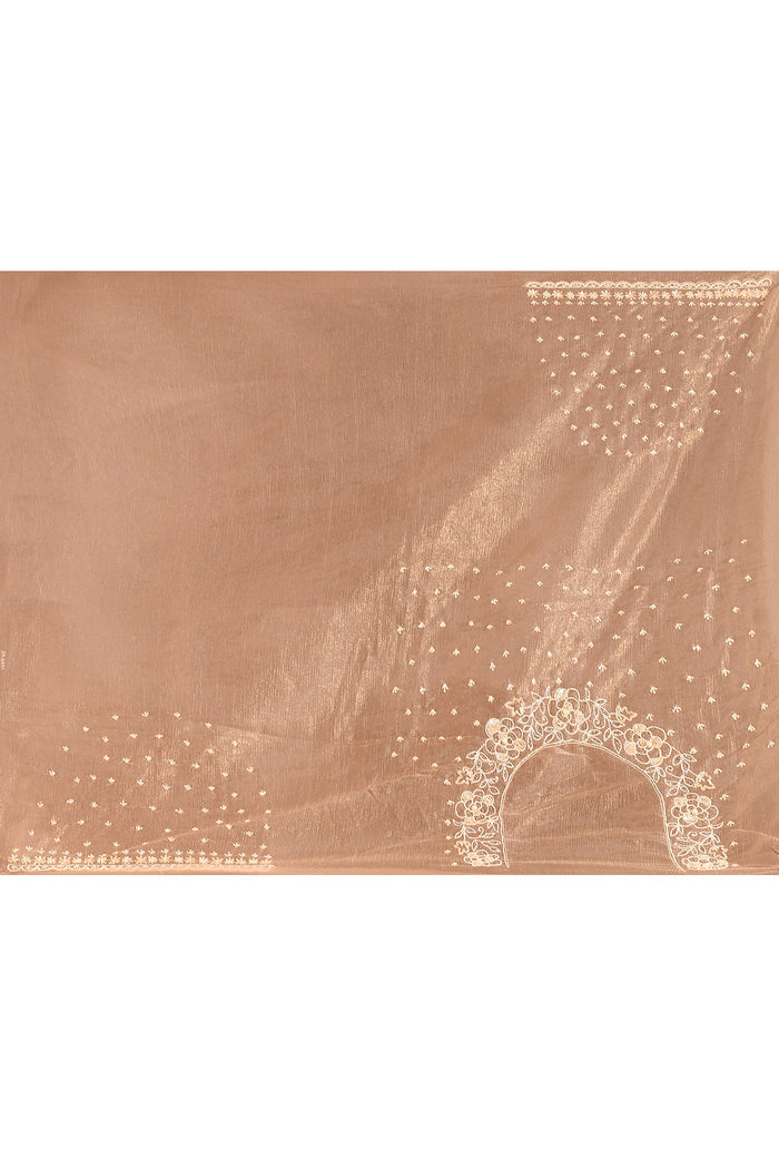 Champagne Bloom Floral Jaal Tissue Embrodiery Saree