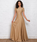 Champagne Gold Gown With Clean Fit-And-Flare Silhouette