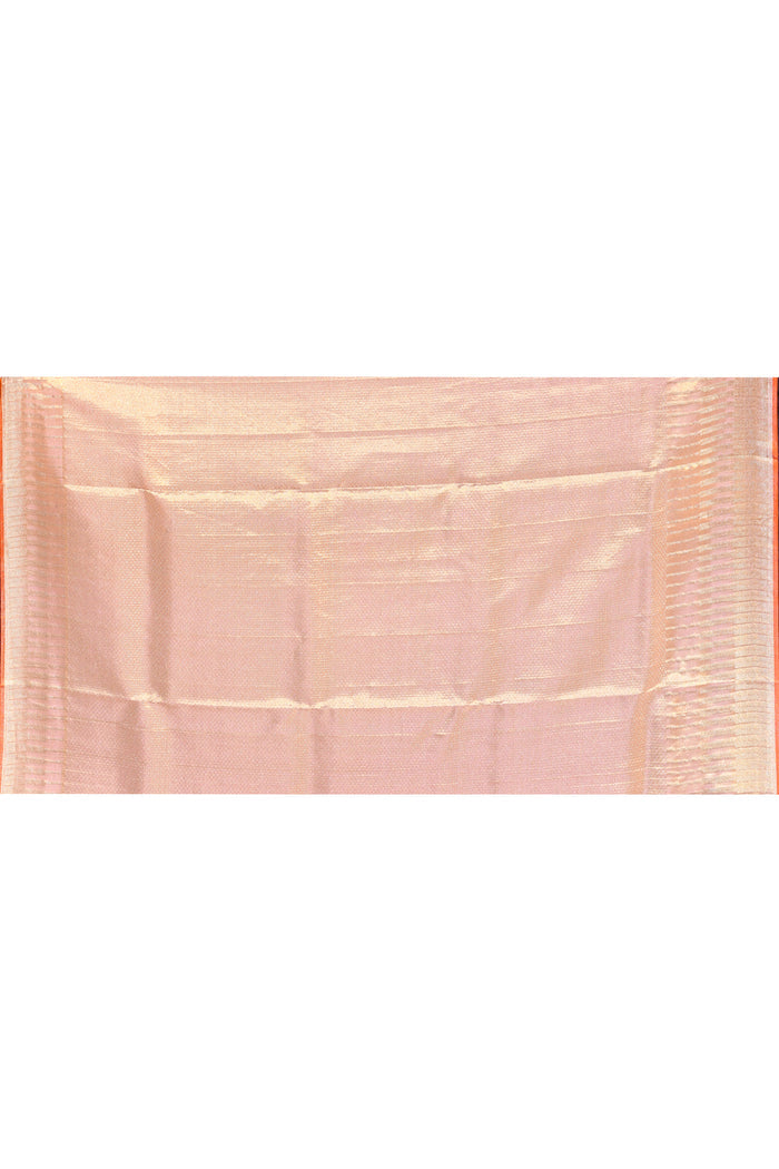 Champagne Gold With Striped Zari Weave Kanjivaram Tissue Saree