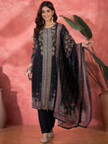 Charcoal Black Silk Kurti With Floral Yoke